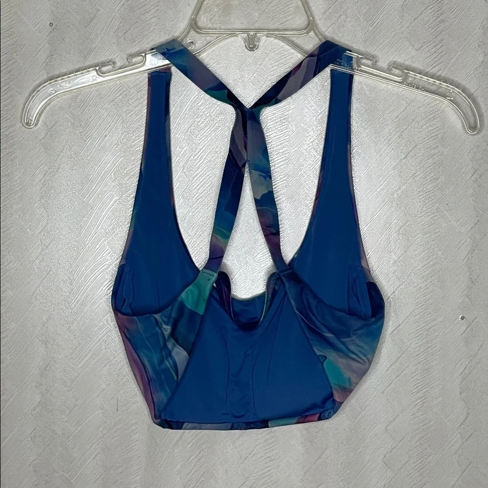 ❤️ ATHLETA Malibu Printed Bikini Top cup A-C Make A Splash Cool Boho Blue XS